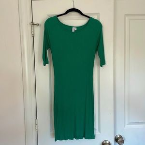 & Other Stories Ribbed Fitted Dress in Kelly Green
